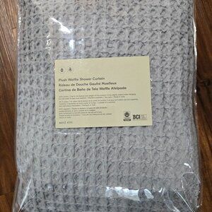 West Elm Plush Waffle Shower Curtain - Gray